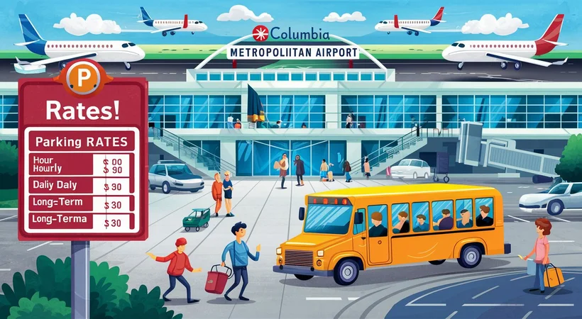 How much is parking at the Columbia Metropolitan Airport?